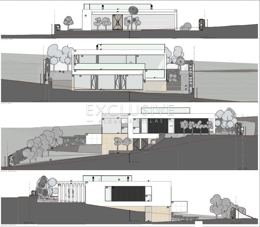 Grundstück mit Meerblick und genehmigtem Bauprojekt für eine moderne Villa in Praia da Luz an der Al