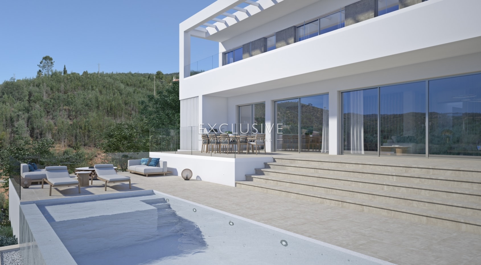 Neue luxuriöse Villa mit Aufzug und Meerblick in Caldas de Monchique, Algarve.