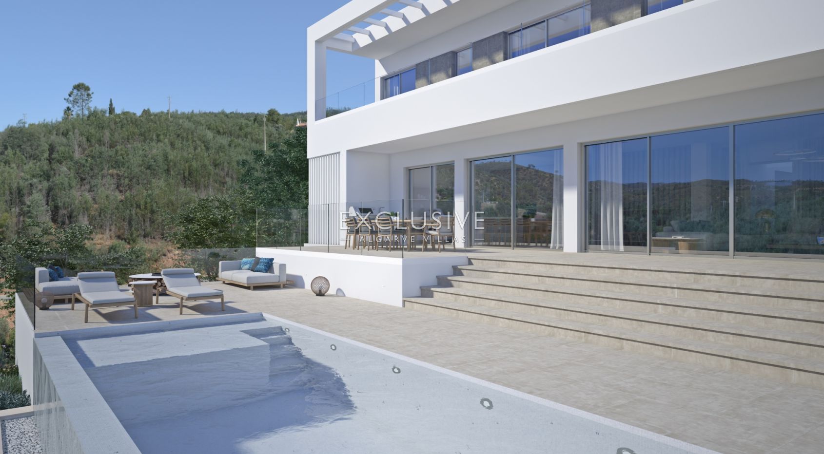 Neue luxuriöse Villa mit Aufzug und Meerblick in Caldas de Monchique, Algarve.