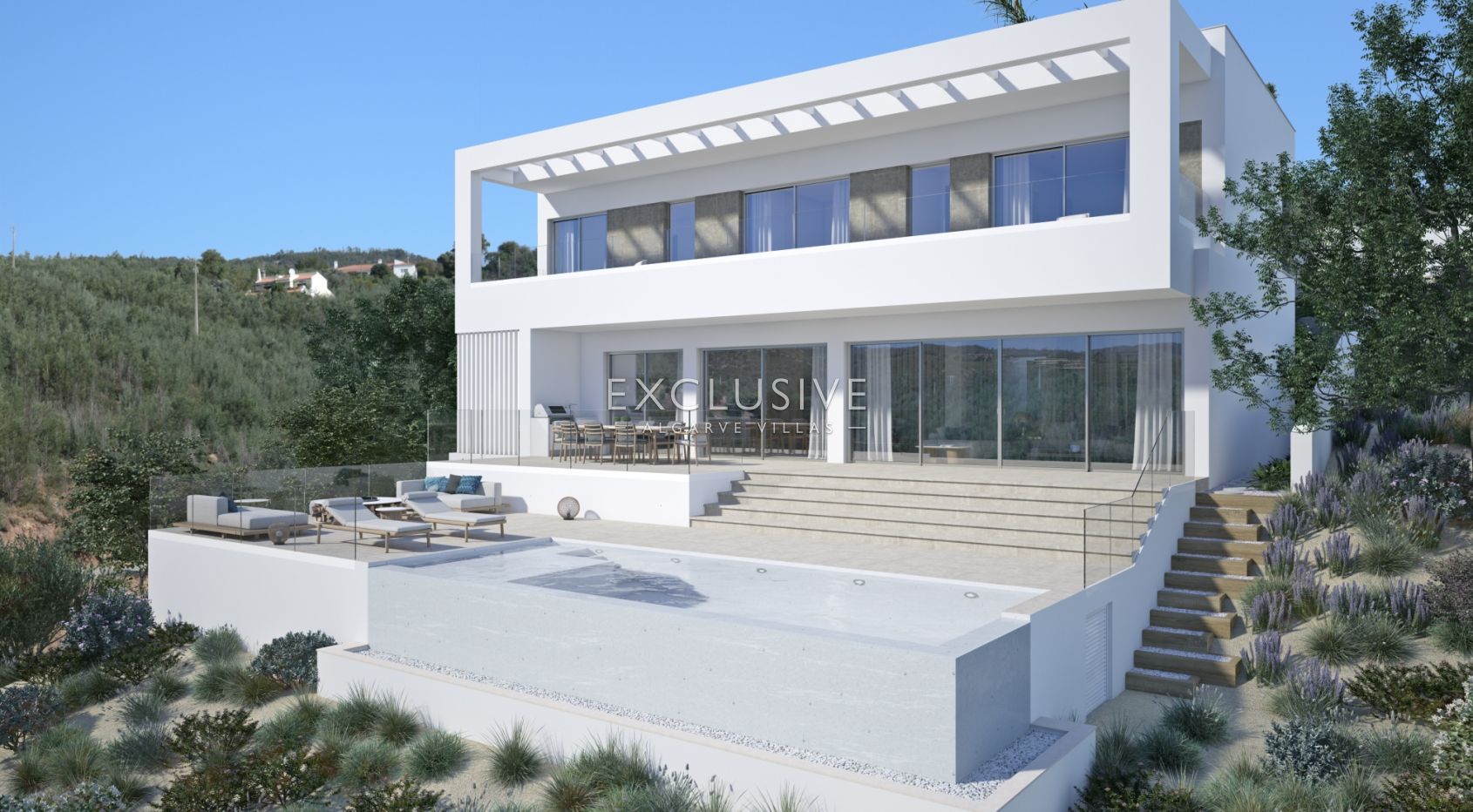 Neue luxuriöse Villa mit Aufzug und Meerblick in Caldas de Monchique, Algarve.