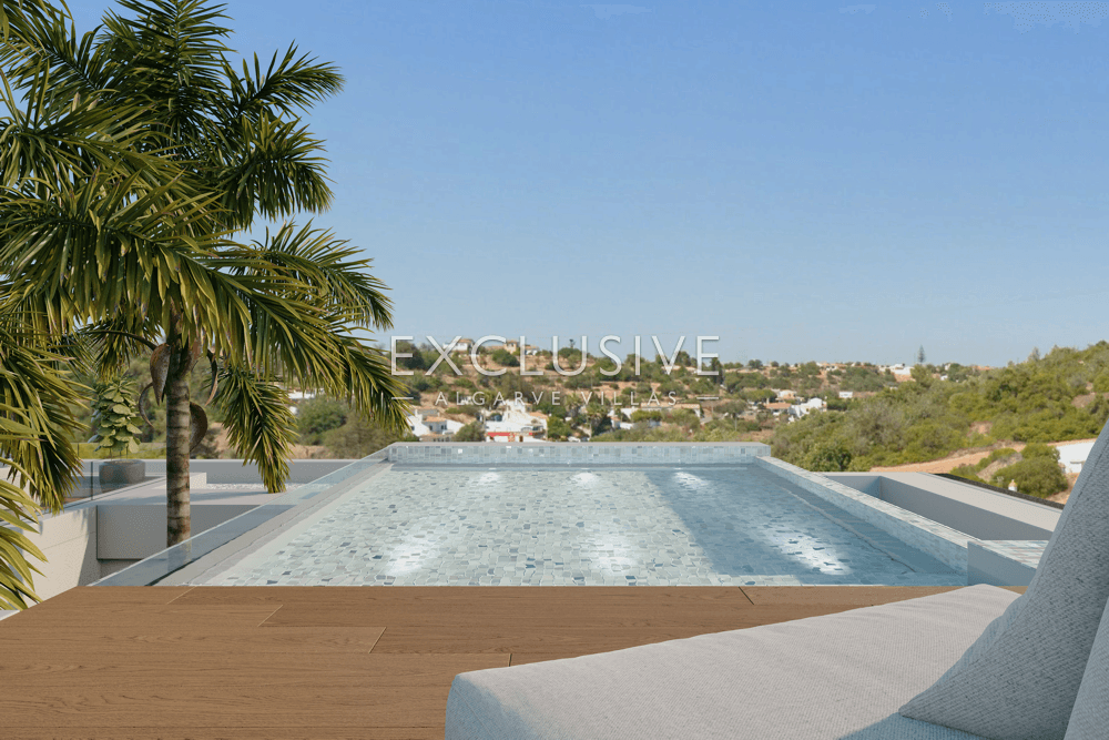 New luxury villa in Carvoeiro, 1 km from beach, modern design, rooftop swimming pool
