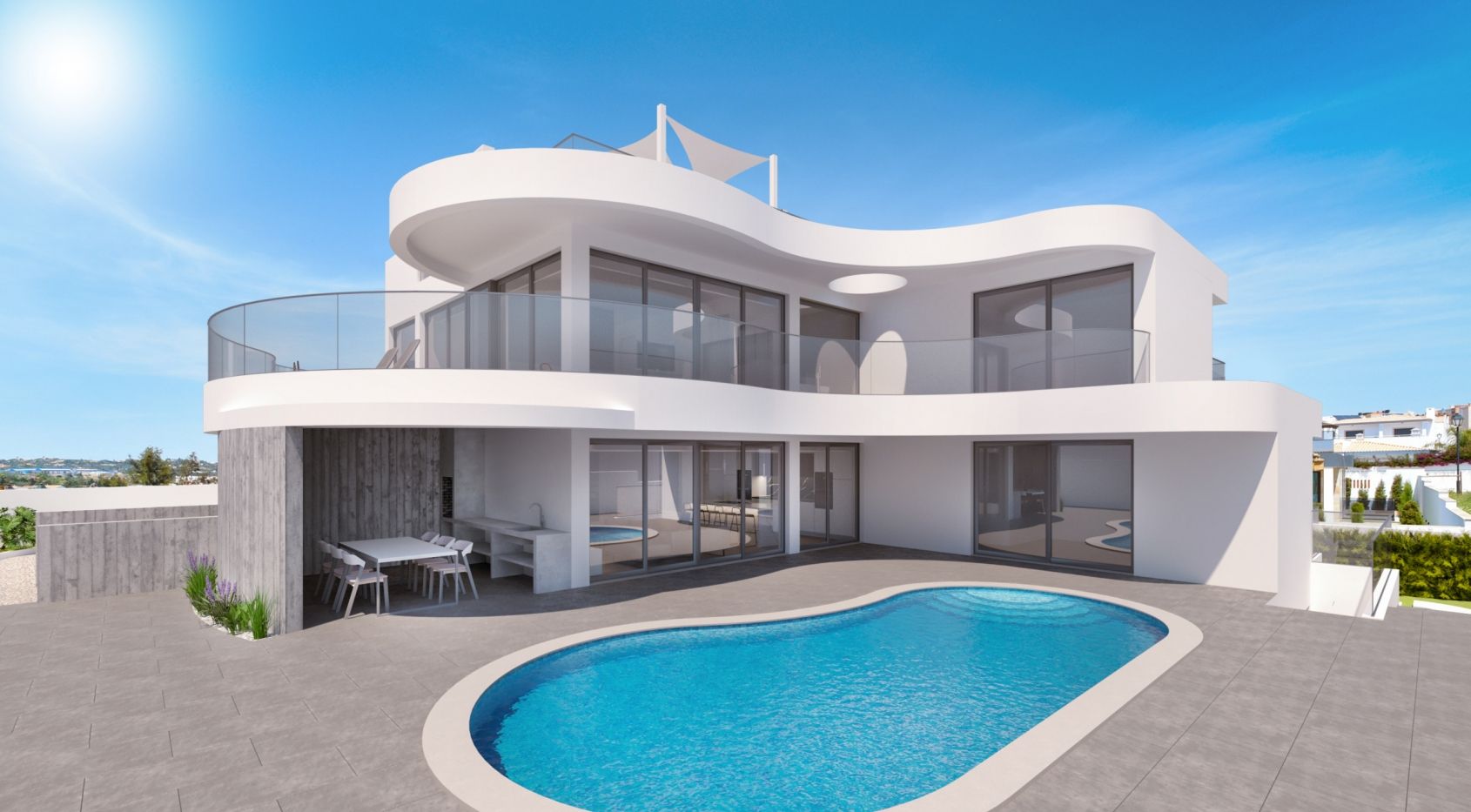 Gloednieuwe, moderne villa in Lagos, vlakbij het strand van Porto de Mós, Algarve