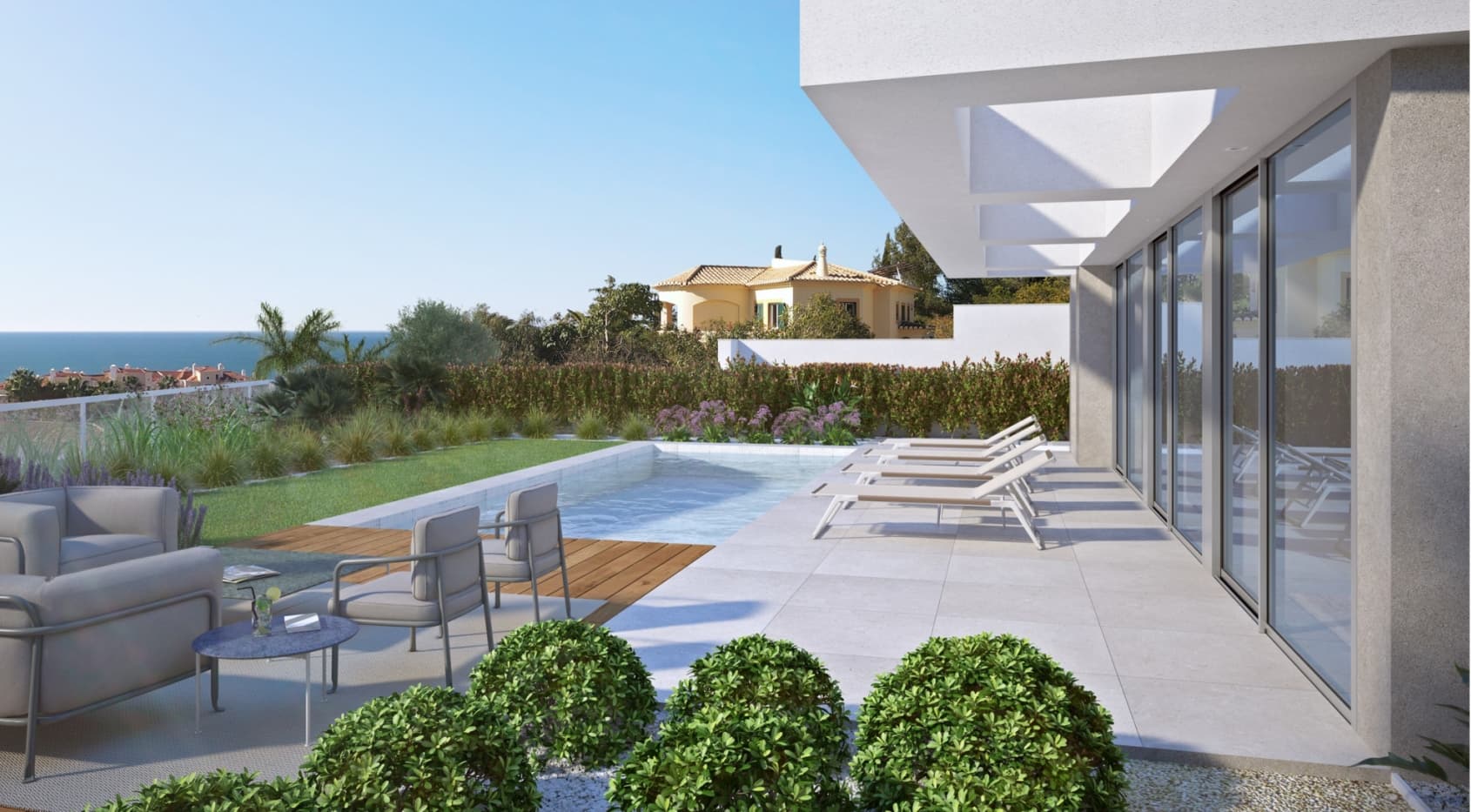 Exklusive Villa mit Meerblick in einer geschlossenen Wohnanlage in Monte Lemos, Praia-1