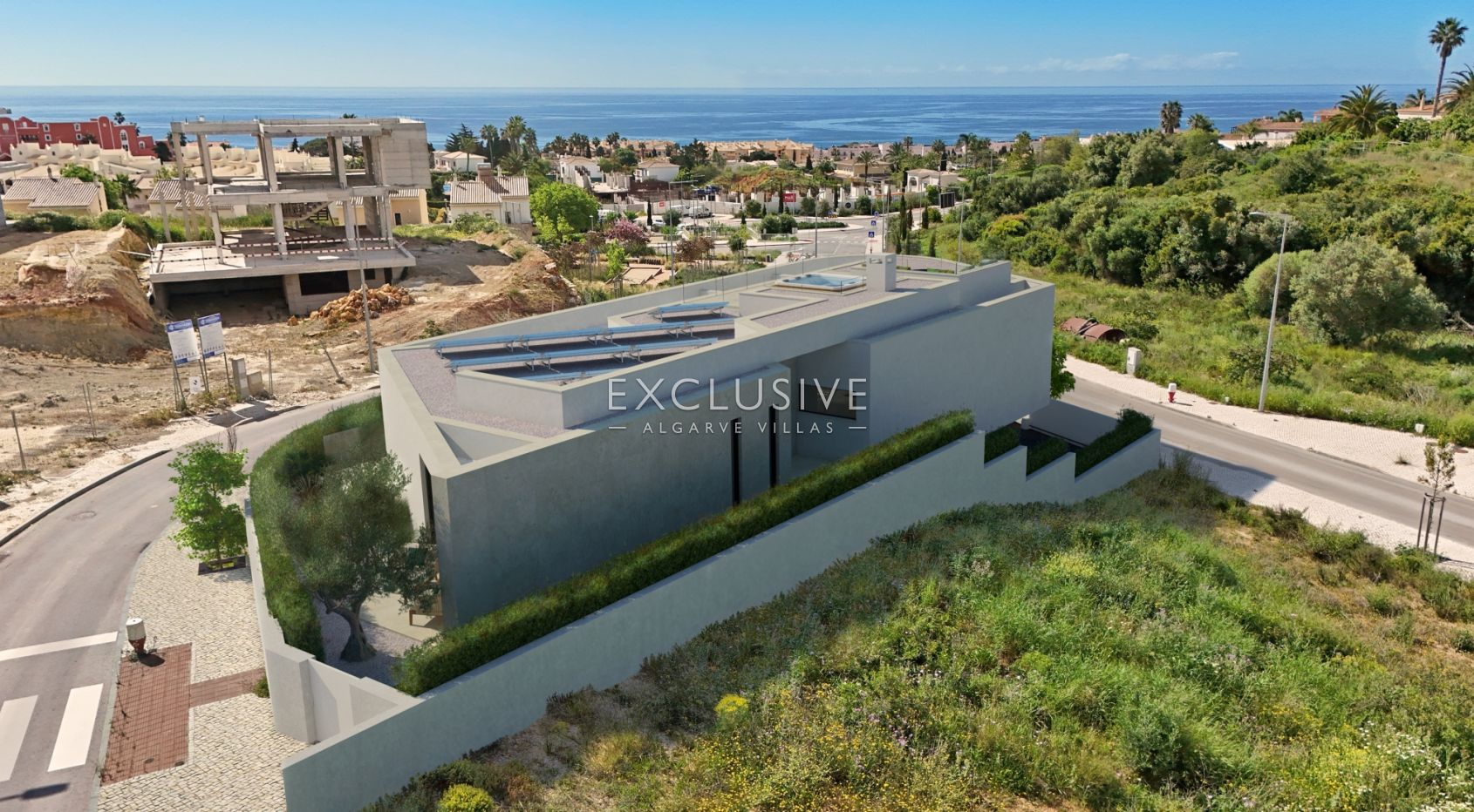 Hochwertige moderne Villa mit Meerblick, nur wenige Gehminuten vom Strand entfernt, in
